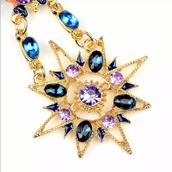 Crystal Boho Sun & Moon Drop Earrings - Picture 5 of 9